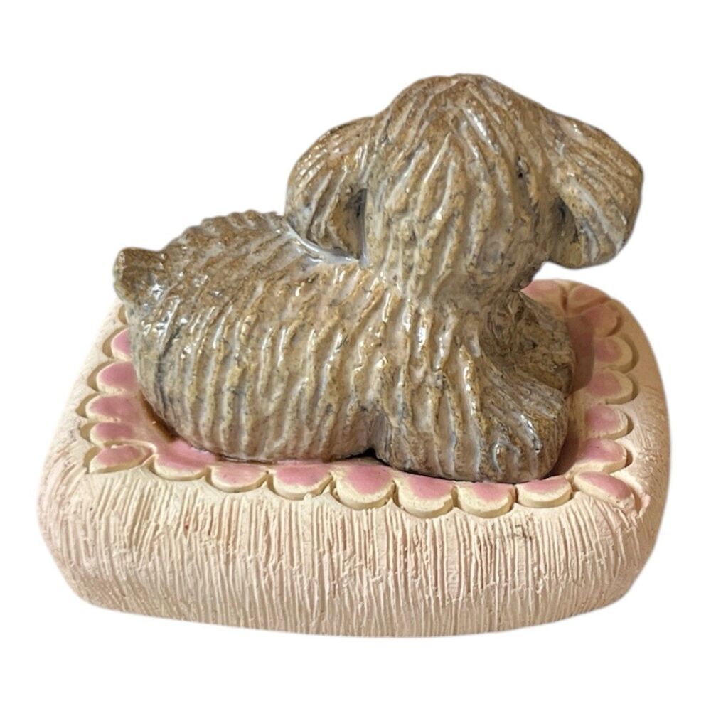 Artesania Rinconada Shaggy Dog Figurine Handcrafted Ceramic Uruguay Signed 2" - Picture 2 of 3
